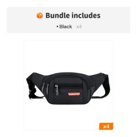 Casual Multi-functional Waist Bag; Adjustable Durable Large Capacity Messenger Bag For Outdoor Sports Running Walking (Color: Black*4)