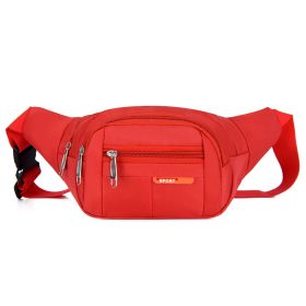 Casual Multi-functional Waist Bag; Adjustable Durable Large Capacity Messenger Bag For Outdoor Sports Running Walking (Color: Red)