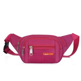 Casual Multi-functional Waist Bag; Adjustable Durable Large Capacity Messenger Bag For Outdoor Sports Running Walking (Color: Rose Red)