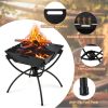 3-in-1 Camping Campfire Grill with Stainless Steel Grills Carrying Bag & Gloves